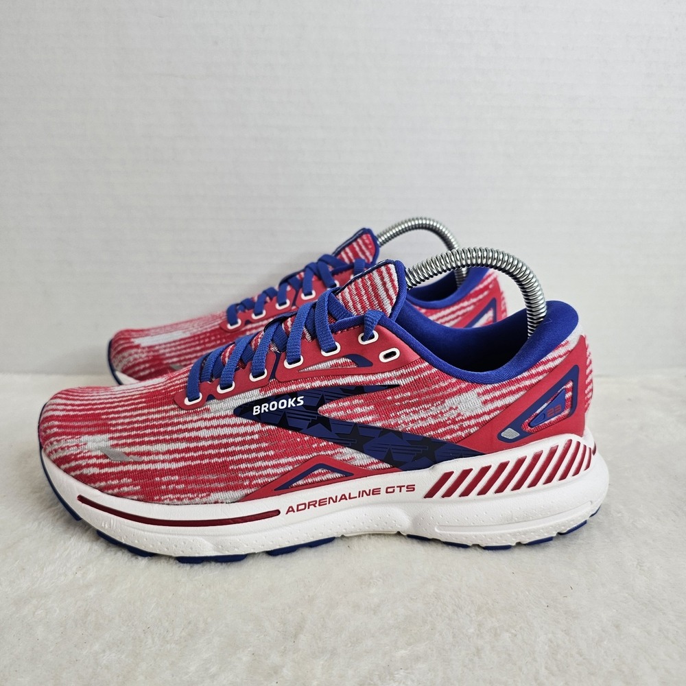 Brooks Womens Adrenaline GTS 23 Sneakers Size 9 White Blue Red Running Shoes